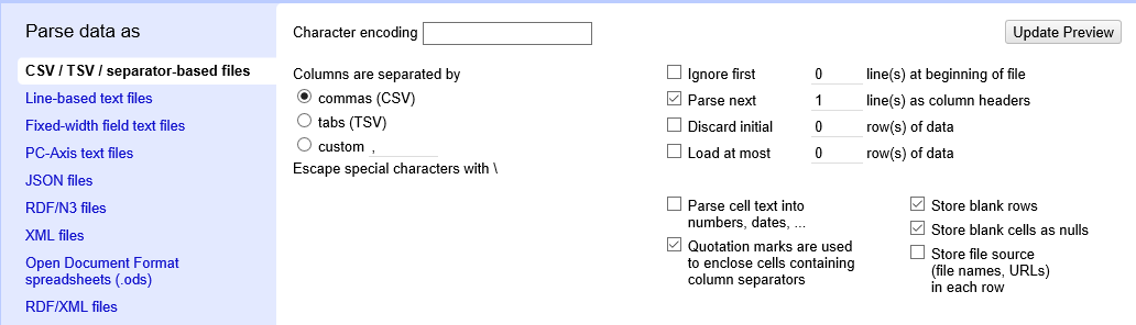 Parse Options